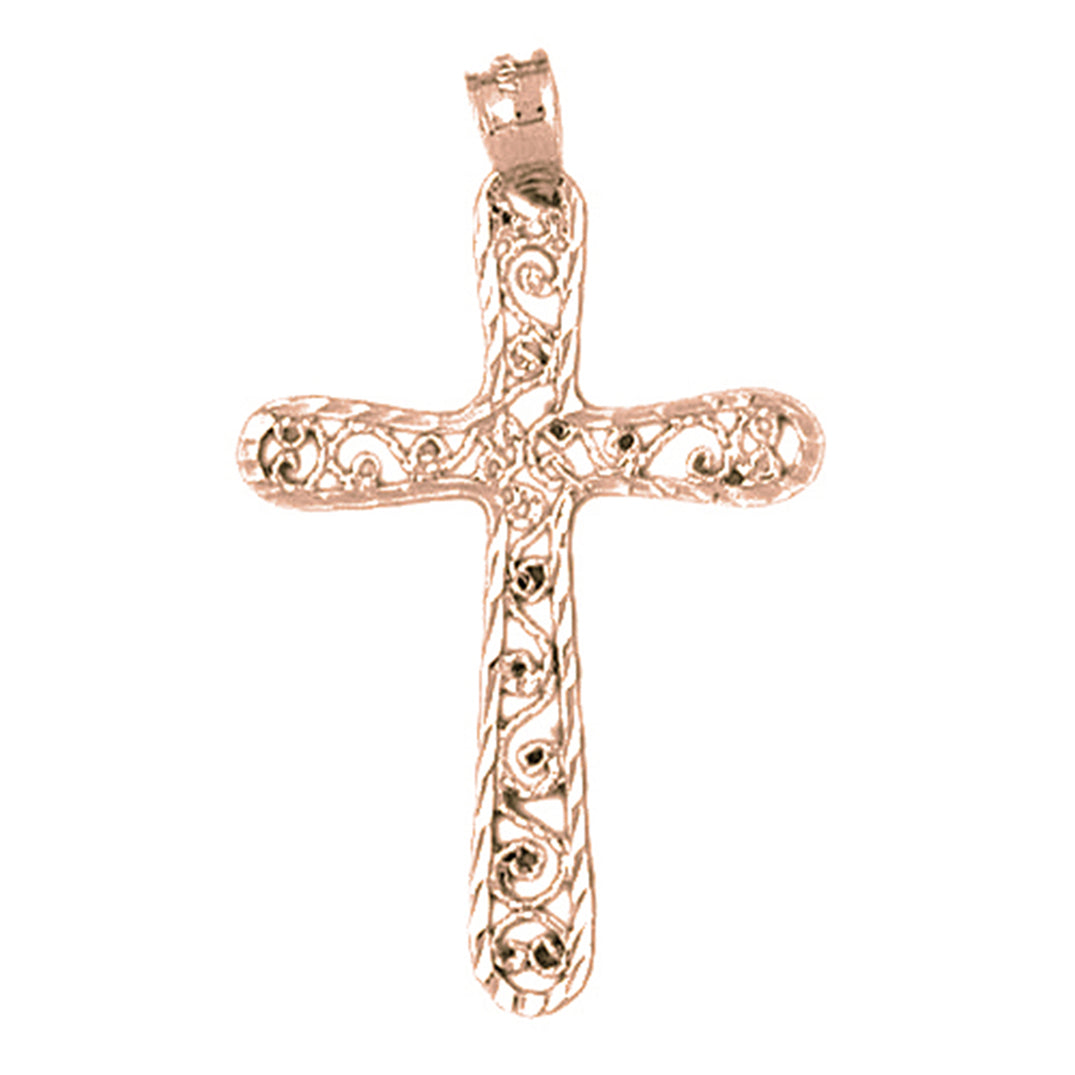14K or 18K Gold Vine Cross Pendant