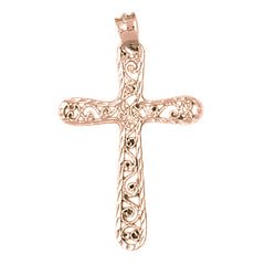 14K or 18K Gold Vine Cross Pendant