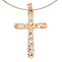 Colgante de cruz de vid de oro de 14 quilates o 18 quilates