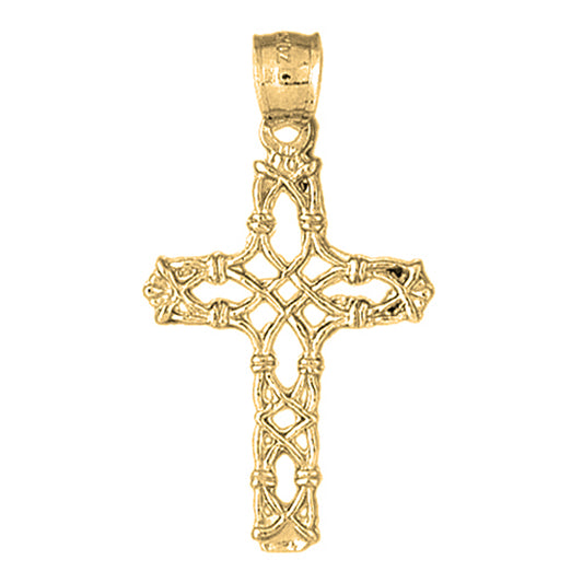 14K or 18K Gold Vine Cross Pendant