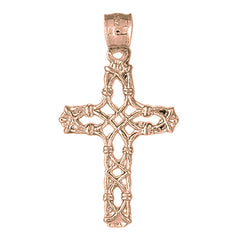 14K or 18K Gold Vine Cross Pendant