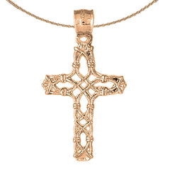 14K or 18K Gold Vine Cross Pendant