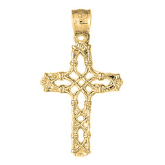 14K or 18K Gold Vine Cross Pendant