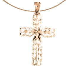 Colgante de cruz de vid de oro de 14 quilates o 18 quilates