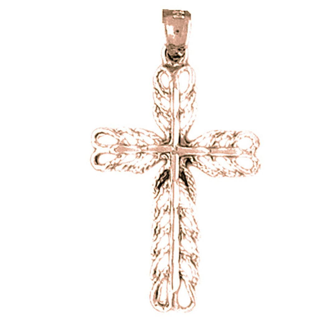 14K or 18K Gold Vine Cross Pendant