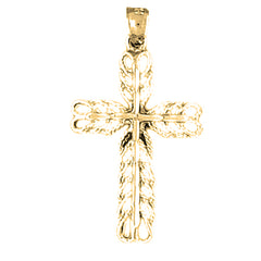 14K or 18K Gold Vine Cross Pendant