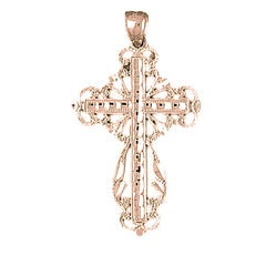 10K, 14K or 18K Gold Floral Cross Pendant