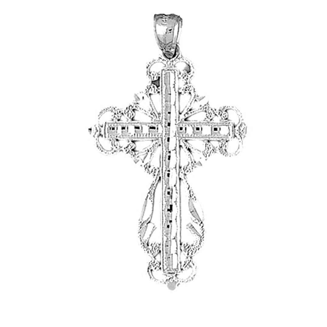 10K, 14K or 18K Gold Floral Cross Pendant