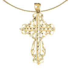 10K, 14K or 18K Gold Floral Cross Pendant