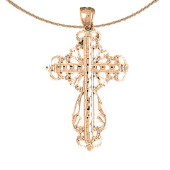 10K, 14K or 18K Gold Floral Cross Pendant