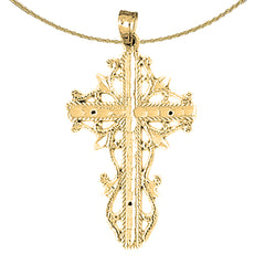 10K, 14K or 18K Gold Vine Cross Pendant