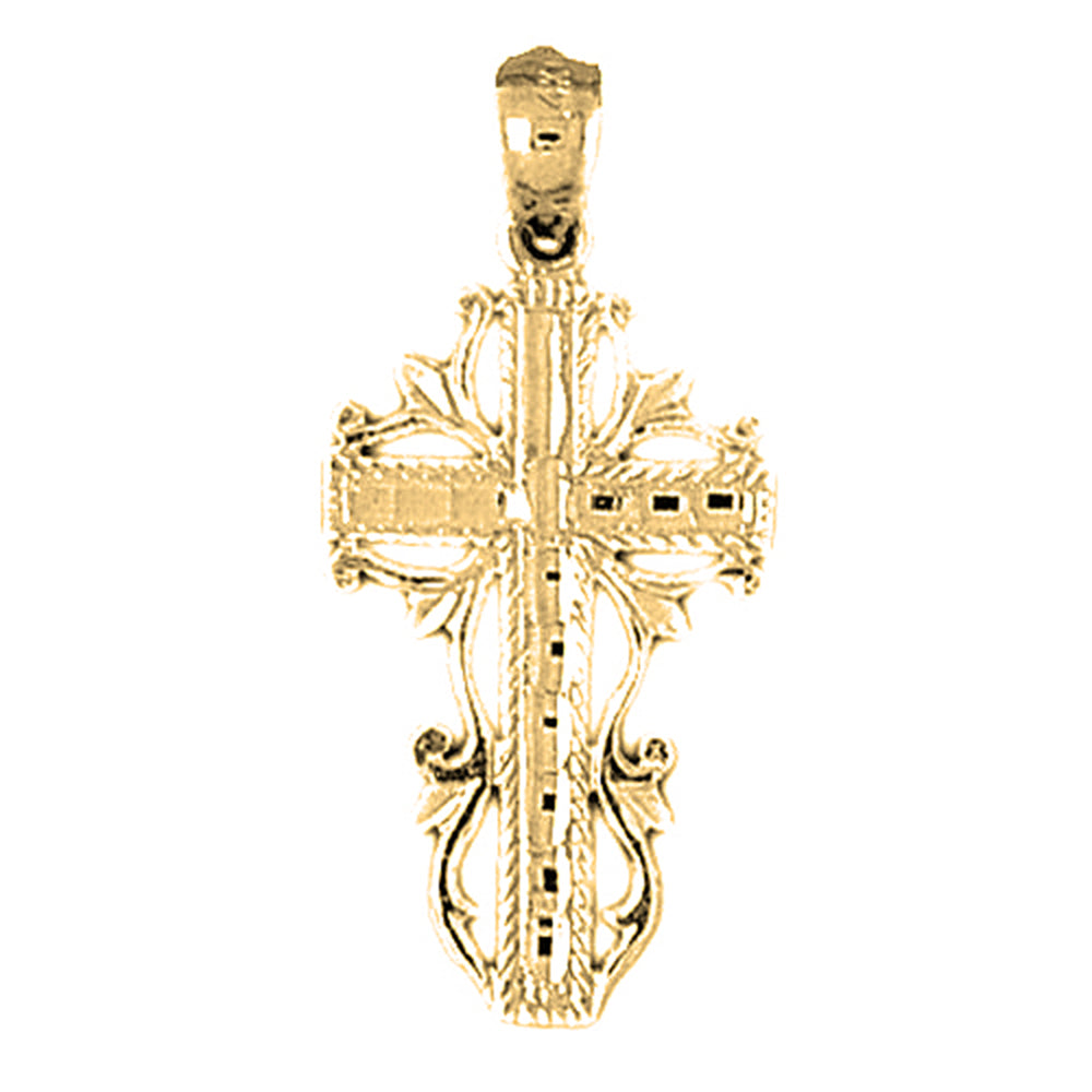 14K or 18K Gold Vine Cross Pendant