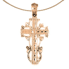 14K or 18K Gold Vine Cross Pendant