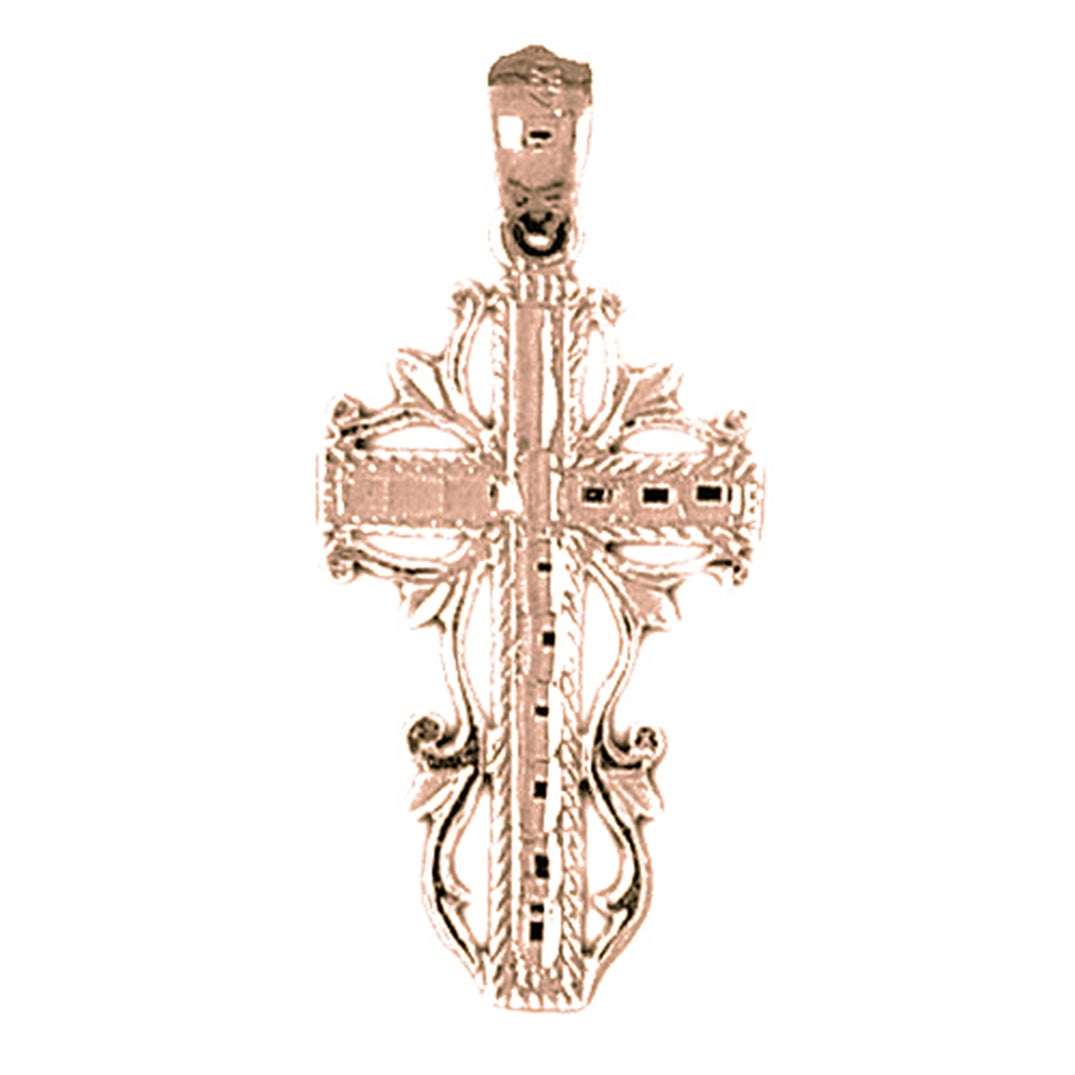 14K or 18K Gold Vine Cross Pendant
