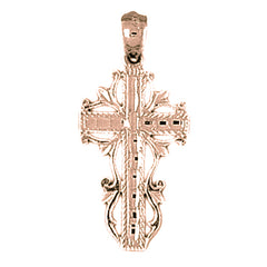 14K or 18K Gold Vine Cross Pendant