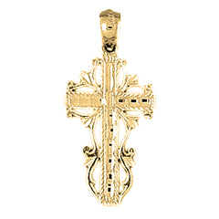 14K or 18K Gold Vine Cross Pendant