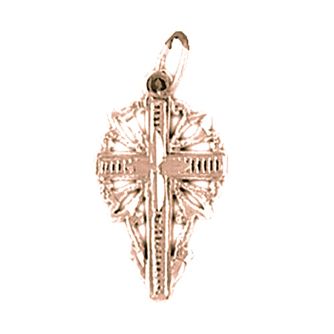 14K or 18K Gold Vine Cross Pendant