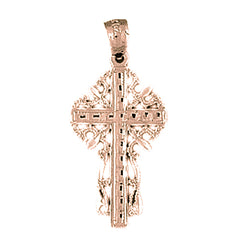 14K or 18K Gold Vine Cross Pendant