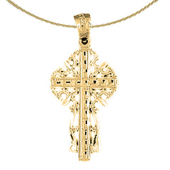 14K or 18K Gold Vine Cross Pendant