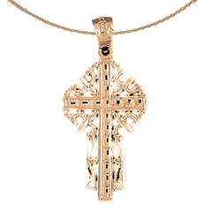14K or 18K Gold Vine Cross Pendant