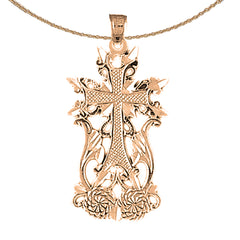 Colgante de cruz de flor de lis de oro de 10 quilates, 14 quilates o 18 quilates