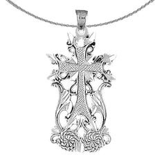 Colgante de cruz de flor de lis de oro de 10 quilates, 14 quilates o 18 quilates