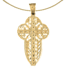 10K, 14K or 18K Gold Floral Cross Pendant
