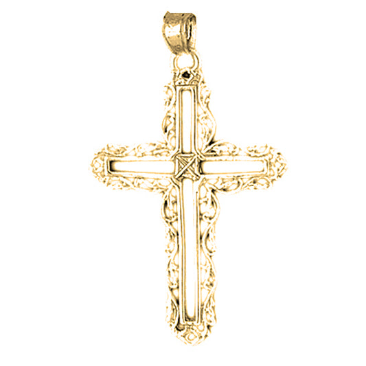 14K or 18K Gold Vine Cross Pendant