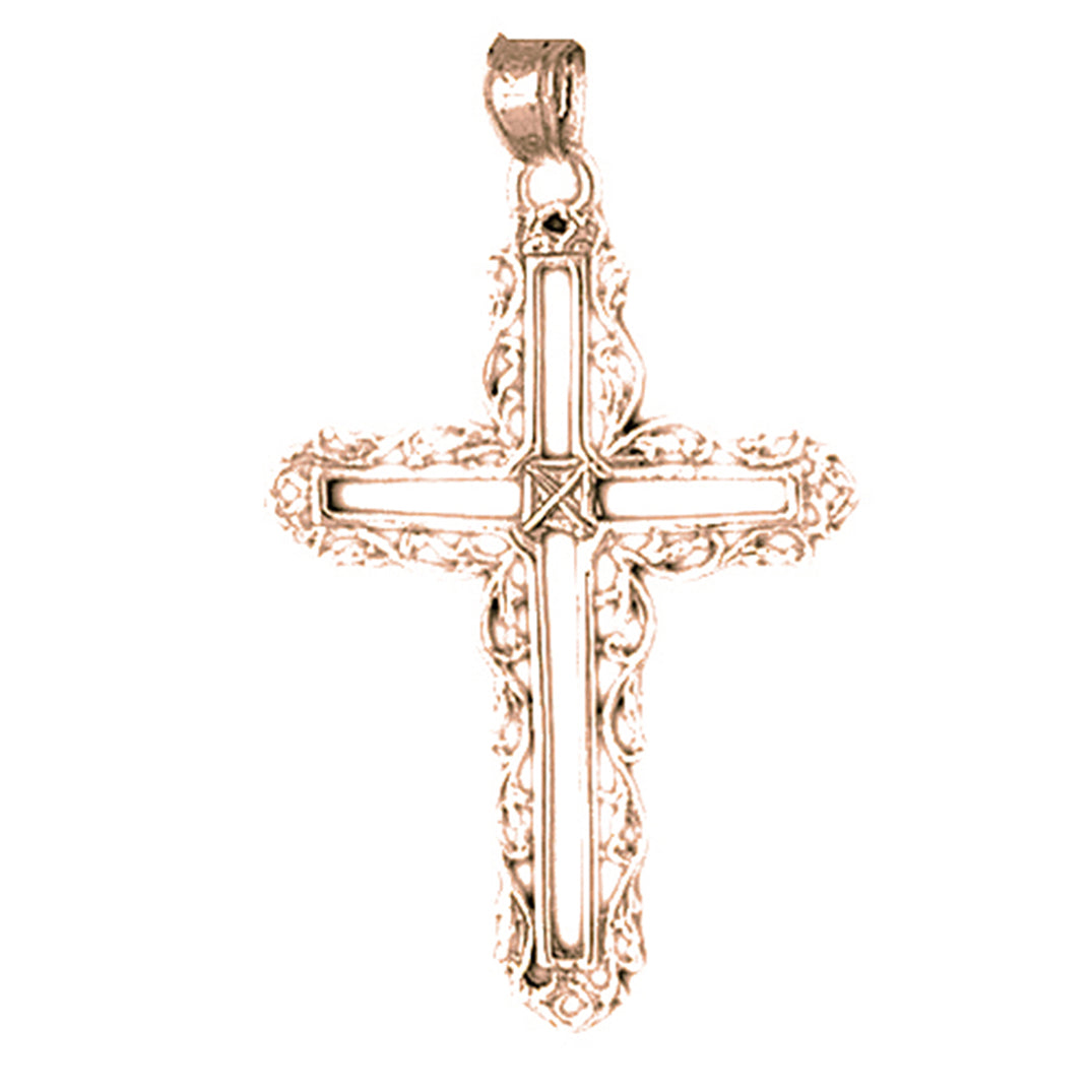 14K or 18K Gold Vine Cross Pendant