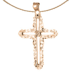14K or 18K Gold Vine Cross Pendant
