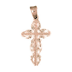 14K or 18K Gold Vine Cross Pendant