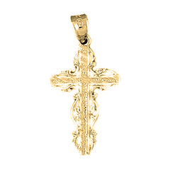 14K or 18K Gold Vine Cross Pendant