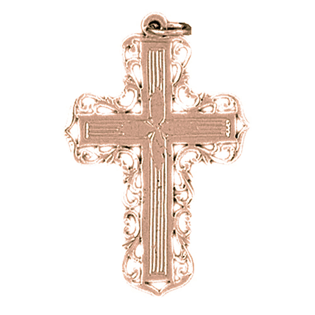 14K or 18K Gold Vine Cross Pendant
