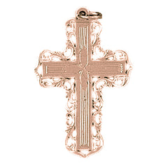 14K or 18K Gold Vine Cross Pendant