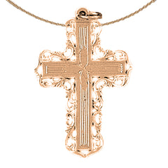 14K or 18K Gold Vine Cross Pendant