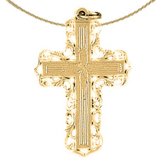 14K or 18K Gold Vine Cross Pendant