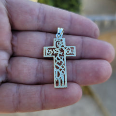 10K, 14K oder 18K Gold „Gott liebt dich und ich auch“ Kreuzanhänger