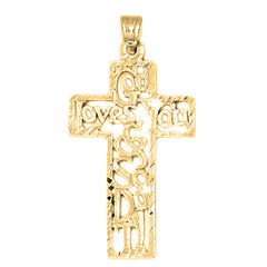 10K, 14K or 18K Gold God Loves You & So Do I Cross Pendant