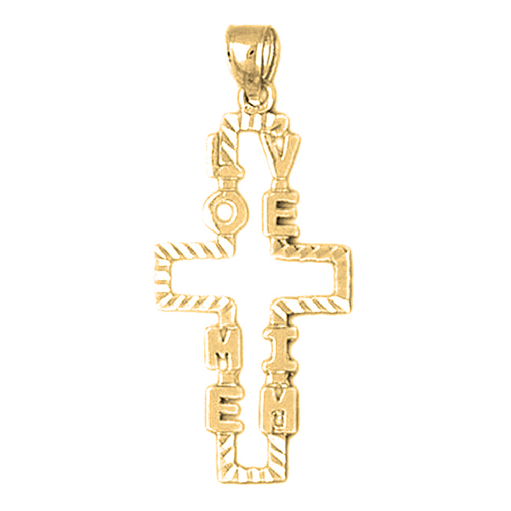 14K or 18K Gold Love Me I'm Cross Pendant