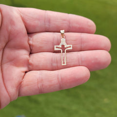 14K oder 18K Gold Jesus Kreuz Anhänger