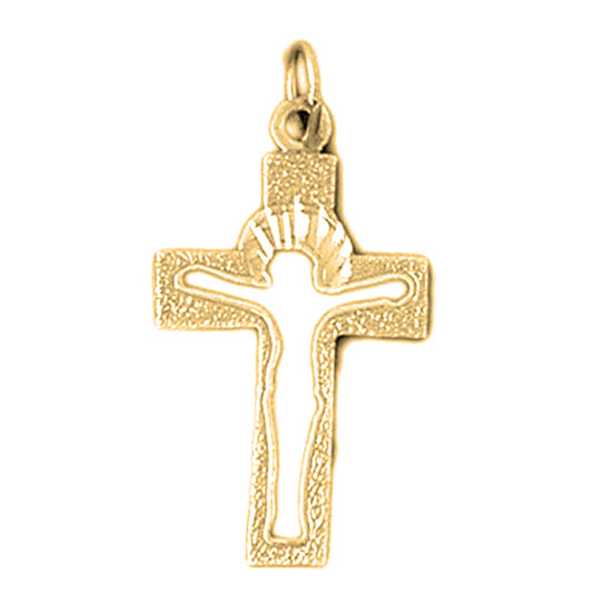 14K or 18K Gold Jesus Cut Out Cross Pendant