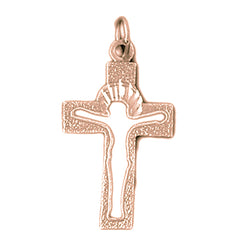 14K or 18K Gold Jesus Cut Out Cross Pendant