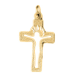 14K or 18K Gold Jesus Cut Out Cross Pendant