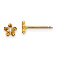 Inverness 14K Yellow Gold November Yellow Crystal Birthstone Flower Earrings