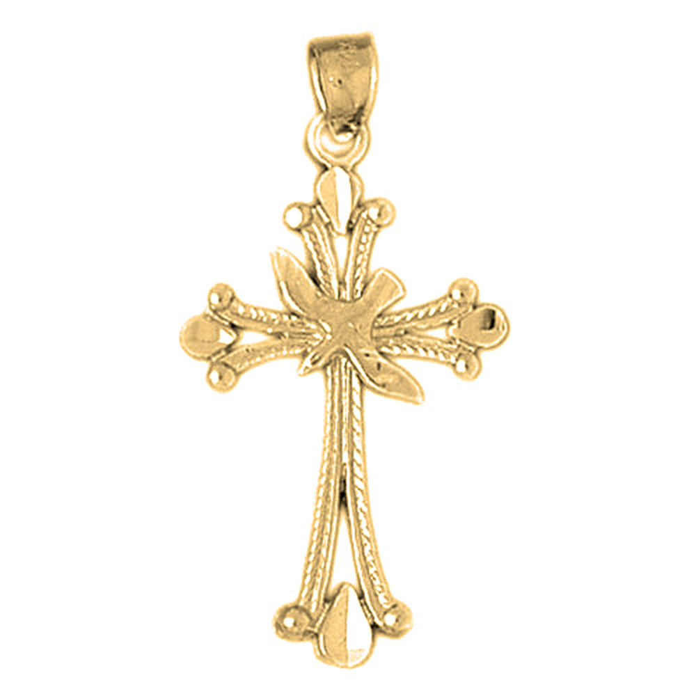 10K, 14K or 18K Gold Dove and Cross Pendant