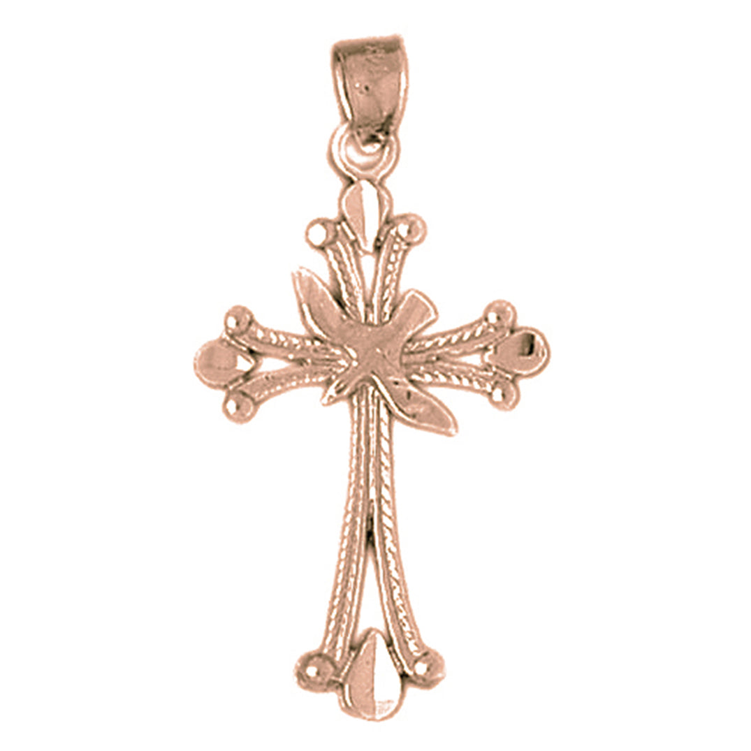 10K, 14K or 18K Gold Dove and Cross Pendant