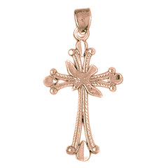 10K, 14K or 18K Gold Dove and Cross Pendant