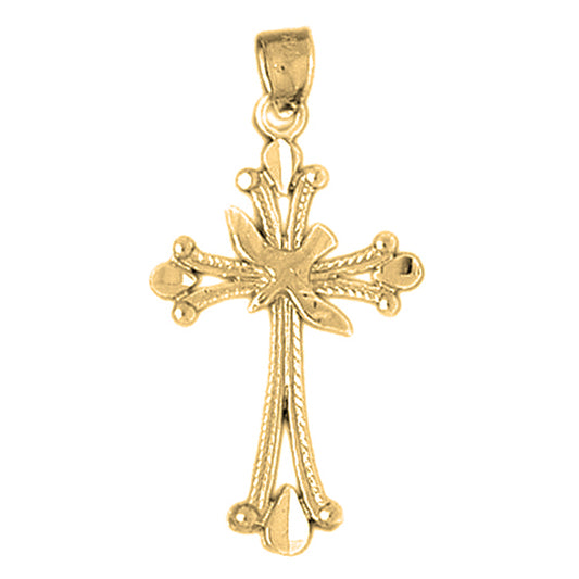 10K, 14K or 18K Gold Dove and Cross Pendant