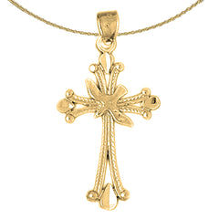 10K, 14K or 18K Gold Dove and Cross Pendant