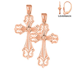 14K or 18K Gold Passion Cross Earrings